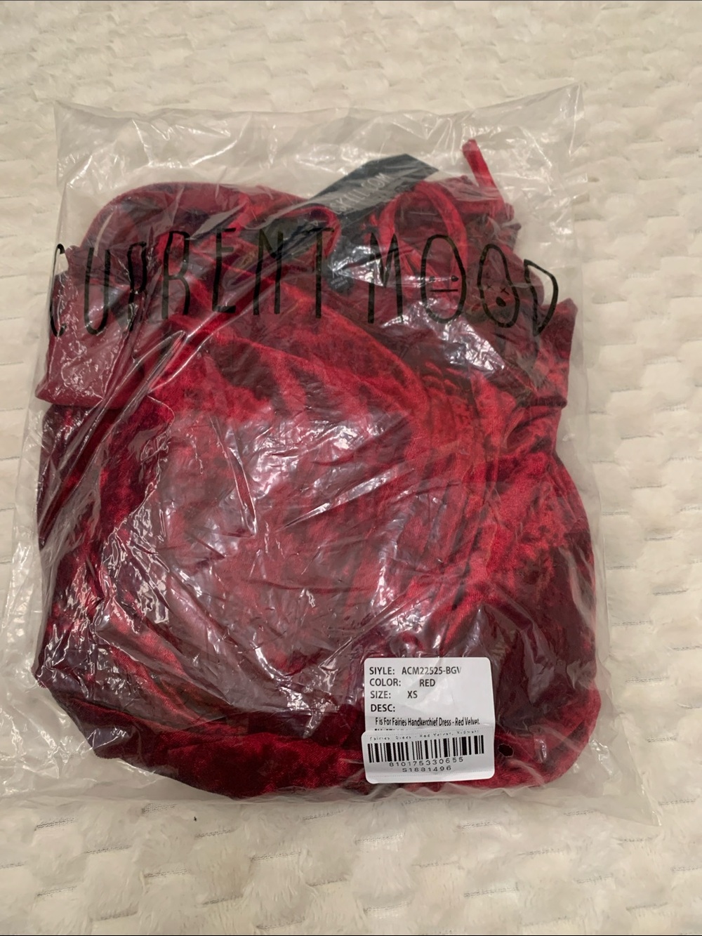 Current Mood F is for Fairies Handkerchief Dress, Red Velvet, Size XS